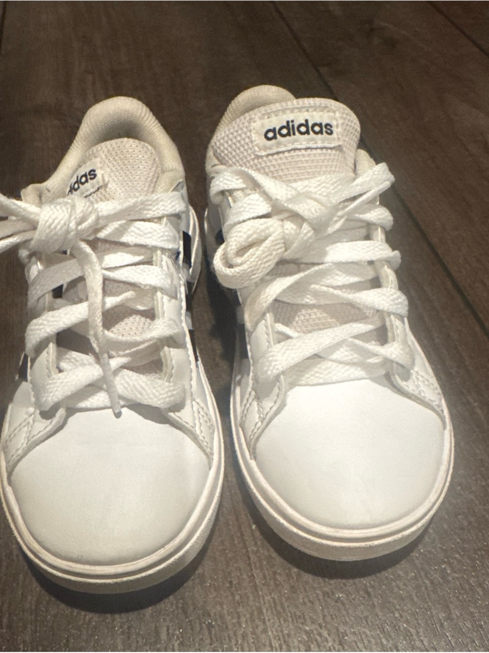 adidas Kids White Low-Top Sneakers with black Accents